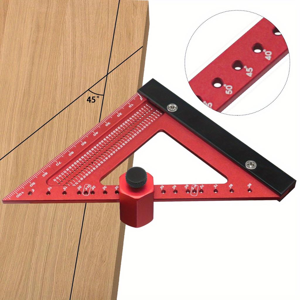 Precision Aluminum Alloy Carpenter Square 90° Triangle Ruler with Hole Positioning - Multi-Functional Measuring & Marking Tool