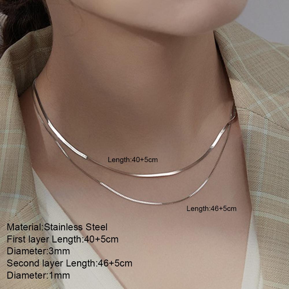 New 2025 Stainless Steel Double Layered Stacking Chain Necklace Women Woman's Choker Jewelry Necklace for Women