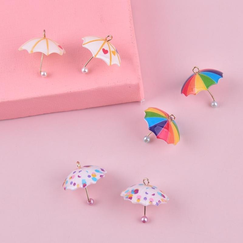 5Pcs Dollhouse Mini Simulation Small Umbrella Diy Earrings Necklace Charms Scrapbooking Embellishment Craft Decoration