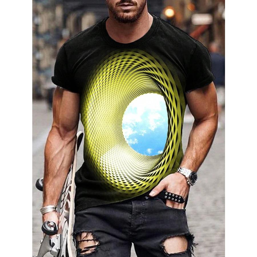 Sommer Urban Fashion Herren T-Shirt Täglich Casual Kurzarm Top Outdoor Street Komfort T-Shirt Buntes Dinosaurier-Print T-Shirt