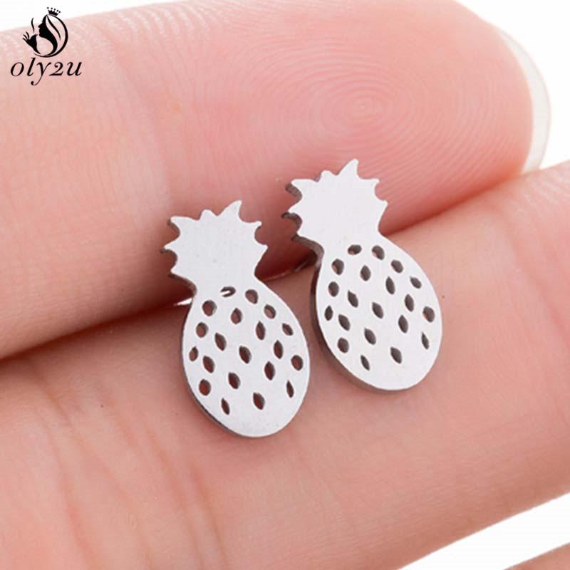 Bohemia Plant Stainless Steel Earrings Women Apple Cherry Leaf Mushroom Flower Stud Earring Piercing Jewelry