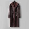 Men's Plus Size Fur-Lined Long Faux Leather Trench Coat
