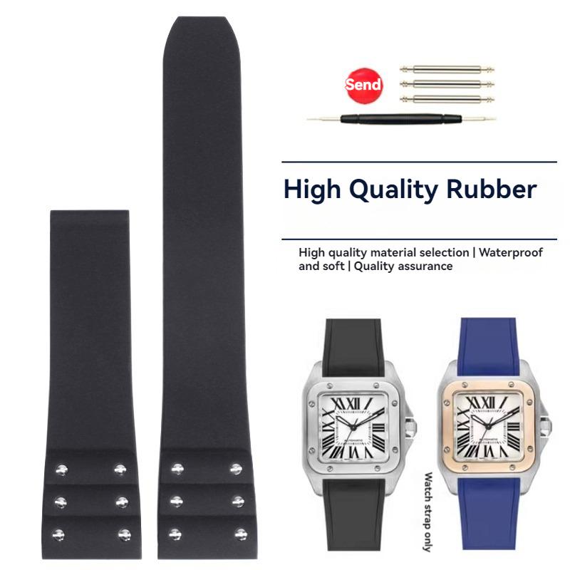 

Високоякісний гумовий ремінець для годинника для Cartier Santos Ремінець Santos 100 Series Чорний Синій Водонепроникний Браслет Складана Застібка Ремінь 21 мм 21mm-width