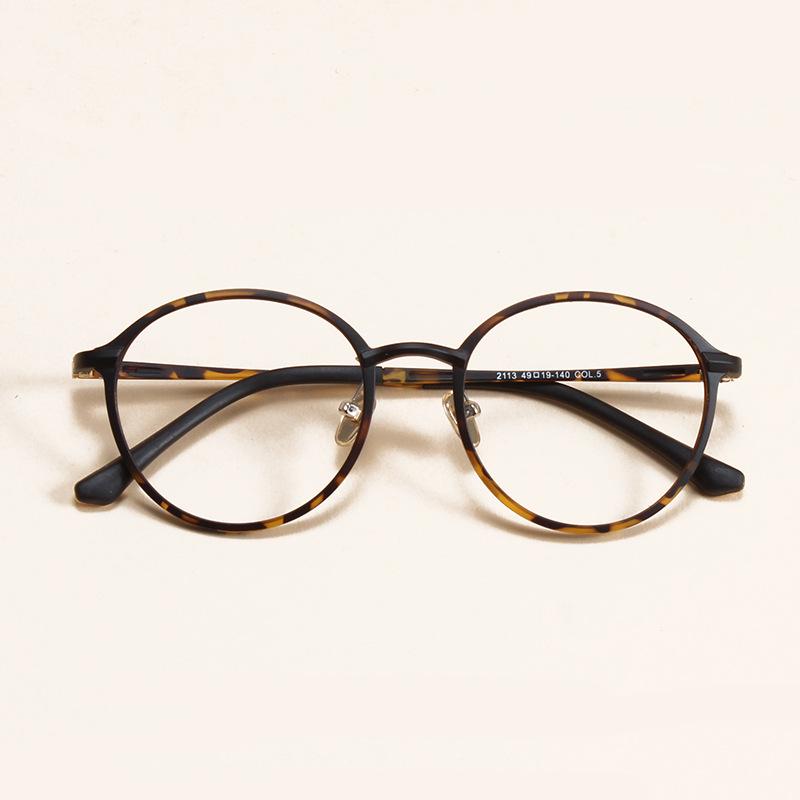 Ultra-light Korean Style Round Unisex Eyeglass Frames - Retro, Slimming, Fits Prescription Lenses, Style 2113