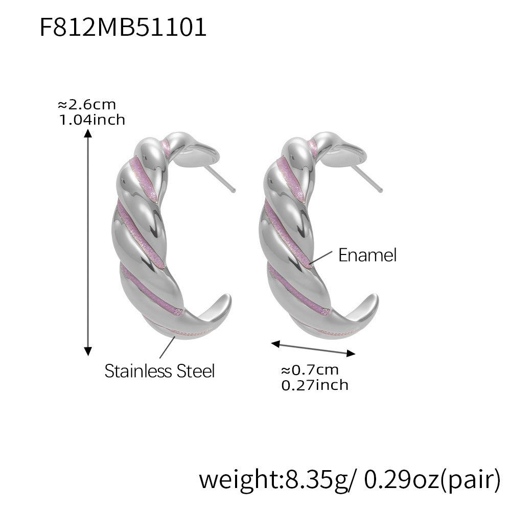 Vintage C-förmige Spiralohrringe aus Edelstahl 18K vergoldet Emaille Creolen Alltags-Creolen Stecker für Damen