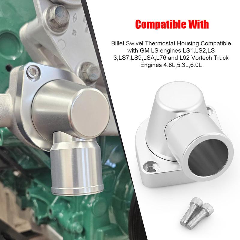 1.5 Inch 90° Billet Aluminum Swivel Water Neck Thermostat Housing Fit for GM LS1 LS2 LS3 LS7 LS9 LSA L76 For Vortech L92