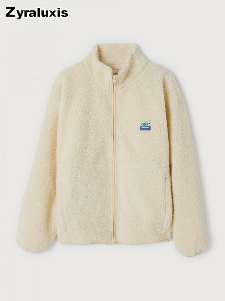 Piumino Maglia Grossa Primavera/Autunno con Zip, Felpa Roly Poly in Pile Moda Casual da Donna