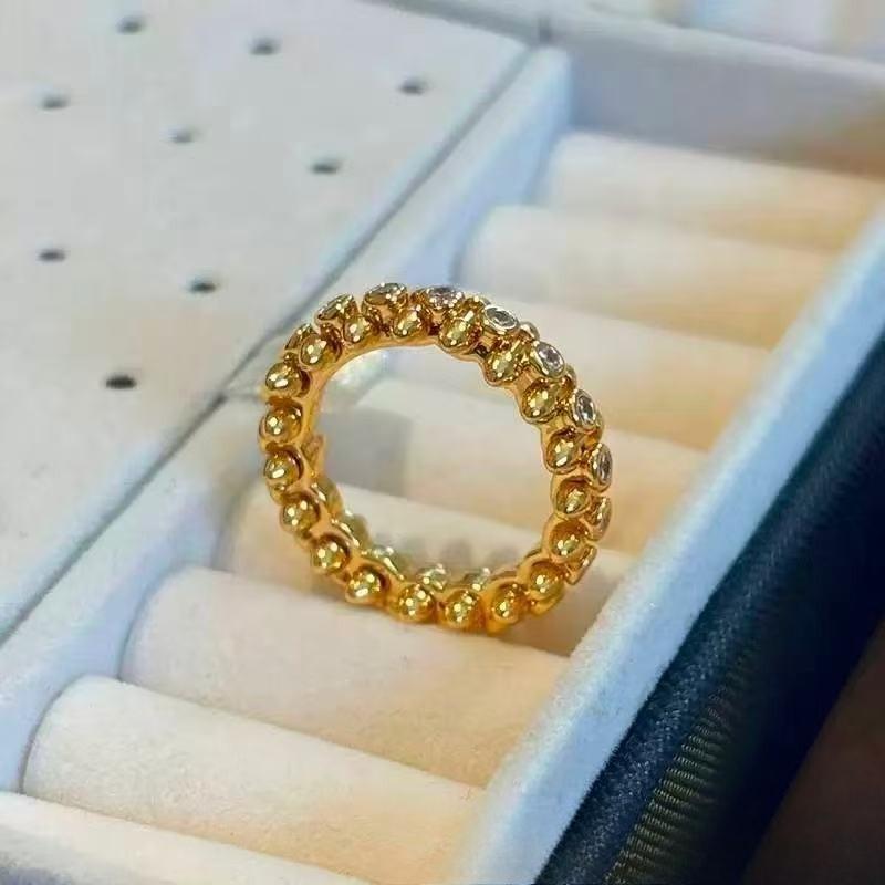 Rivet Ring 18K Rose Gold Classic Full Diamond Bullet Rivet Ring Female
