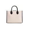 Coach Mini Tote Handbag In White & Black Leather For Women Daily Use