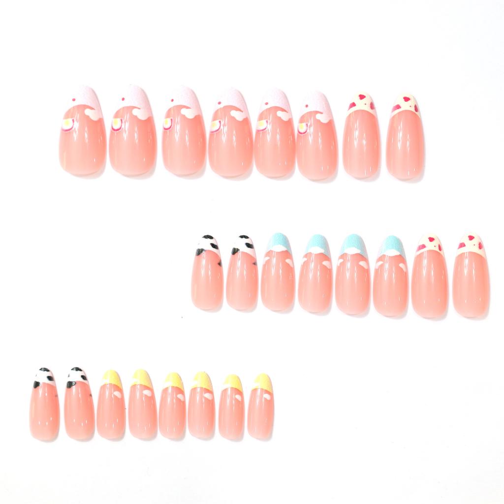 24 best-selling manicures, sweet and cute cartoon macarons, French clouds, almonds, and nail pads.
