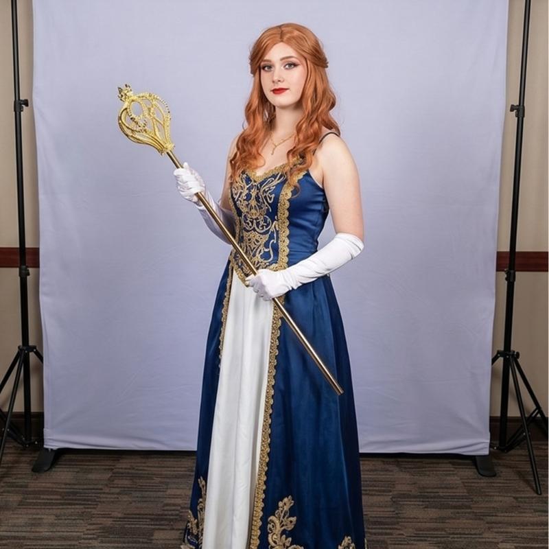 Elegant Gold Cosplay Scepter With Sparkling Rhinestones For Stage Performances And Costume Parties Gathering Dressingup