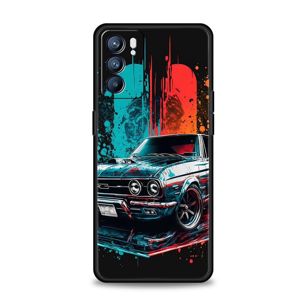 Sports Car JDM Tokyo Drift Case For Oppo Find X6 Pro X5 A54 A53 A52 A9 A15 A95 A17 A16 A76 A74 A57 Reno7 Reno6 Pro Plus 5G Cover