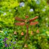 Garden Wind Chime Dragonfly Wind Chime Outdoor Relaxation Sturdy Iron Material 6 Bells Captivating Outdoor Decor