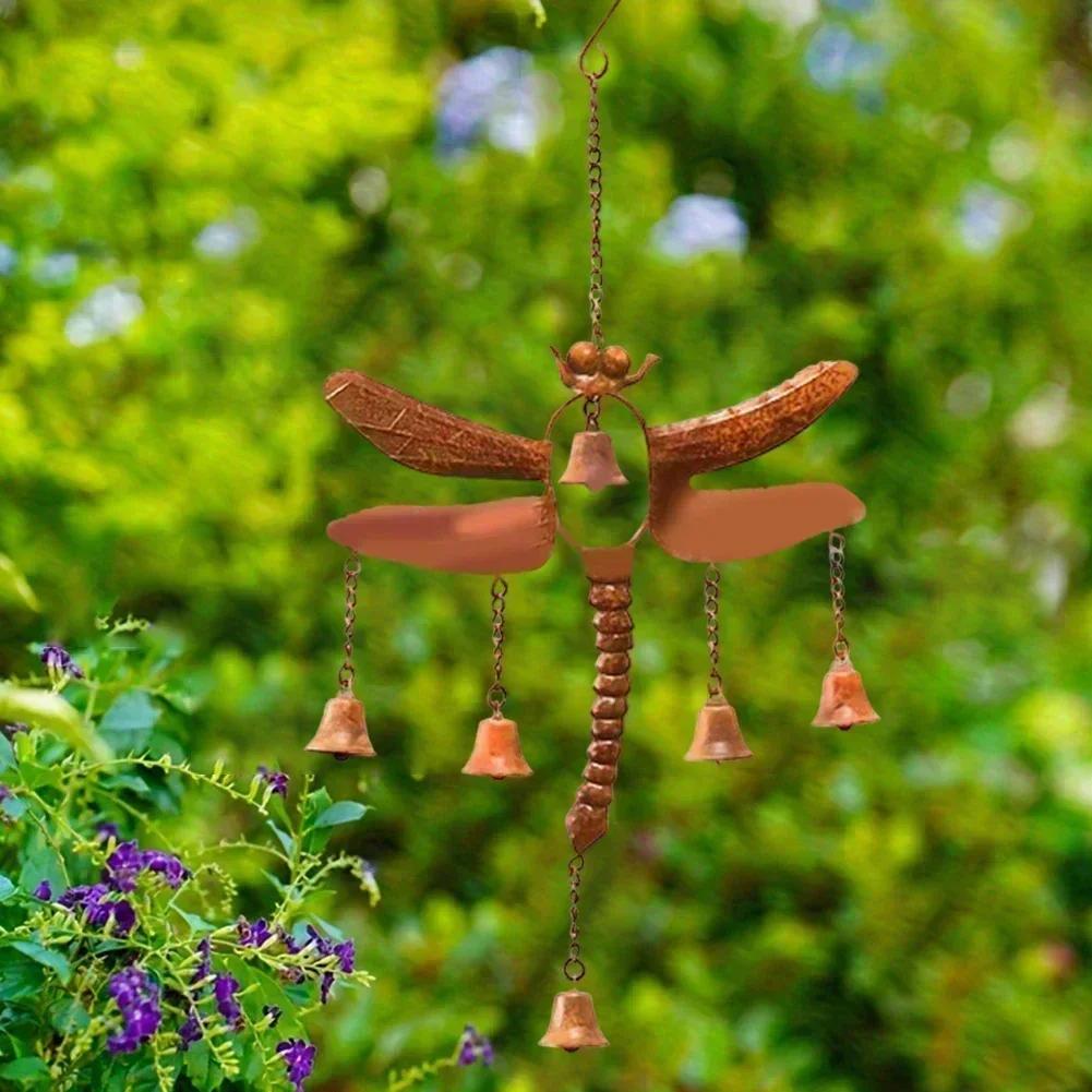 Garden Wind Chime Dragonfly Wind Chime Outdoor Relaxation Sturdy Iron Material 6 Bells Captivating Outdoor Decor