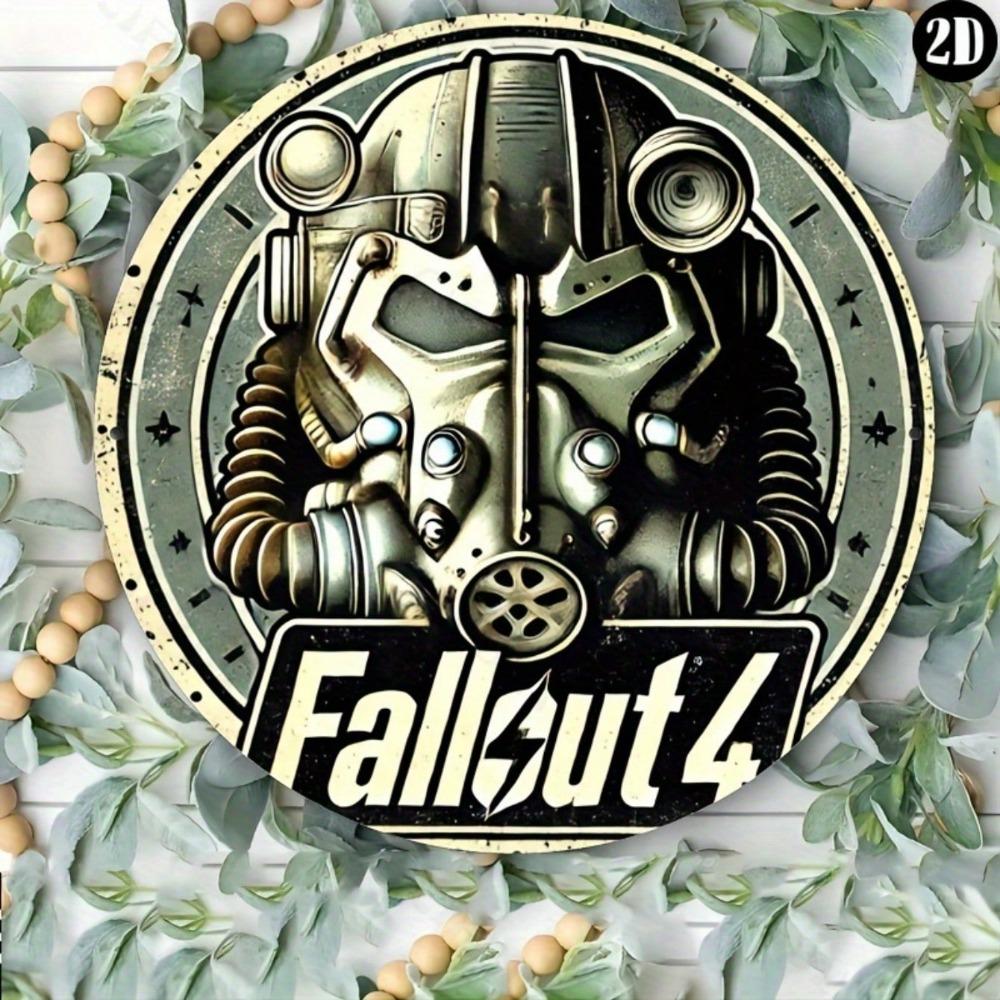 Fallout 4 Metal Tin Sign Round 8x8 Inch Vintage Art Wall Decor