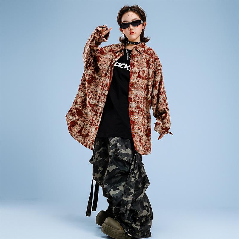 Trendiges Karomuster Streetdance Hip Hop Outfit Set für Kinder Jungen & Mädchen