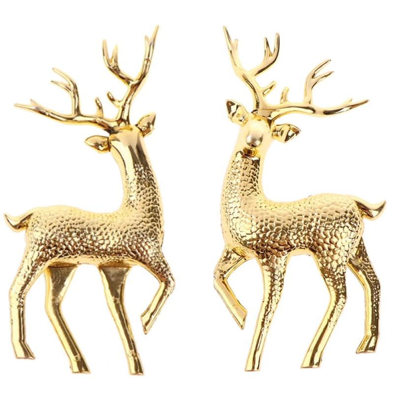 1/3/5PCS Artificial Simulation Christmas Sika Deer Reindeer Fairy Tale Garden Props Animal Statue Home Elk Shop Display Cabinet