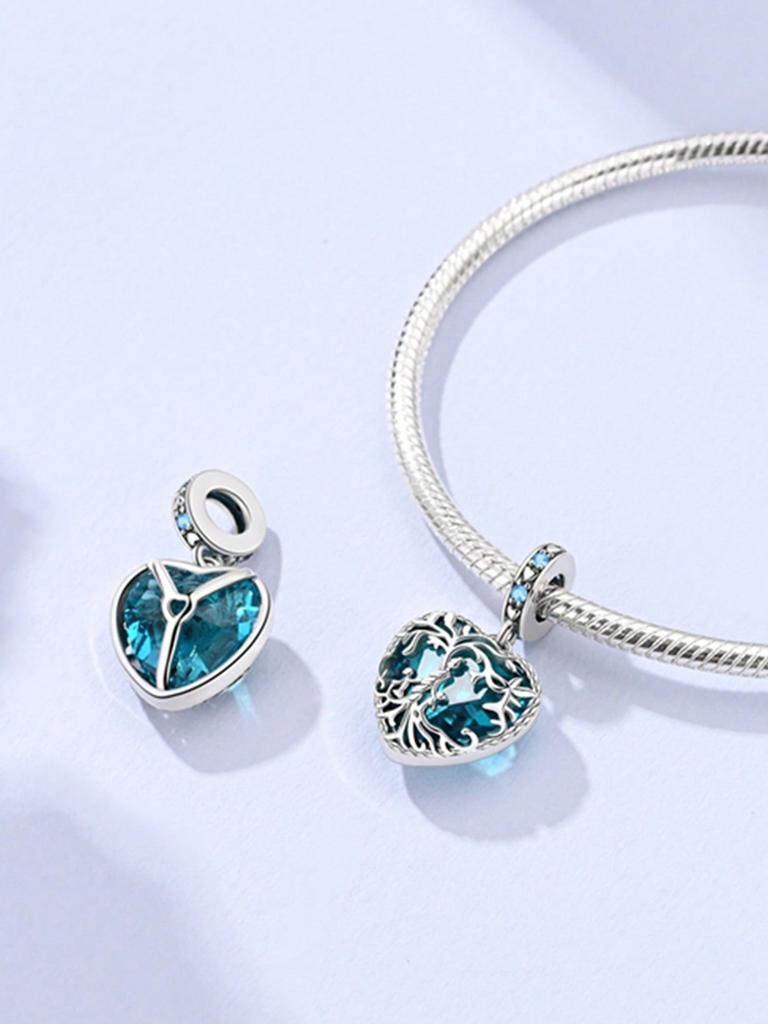 Copper Plated Original Charms Blue Valentine'S Day Love Beads Fit Bracelet Women'S Jewelry Gift