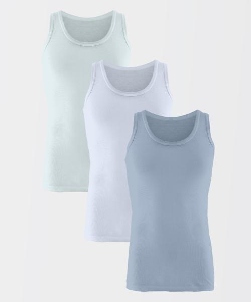

[BYC] B-Colored Vest Undershirt 3-Pack Set [Shipped from Korea] 100% Authentic Blue Grey - 095