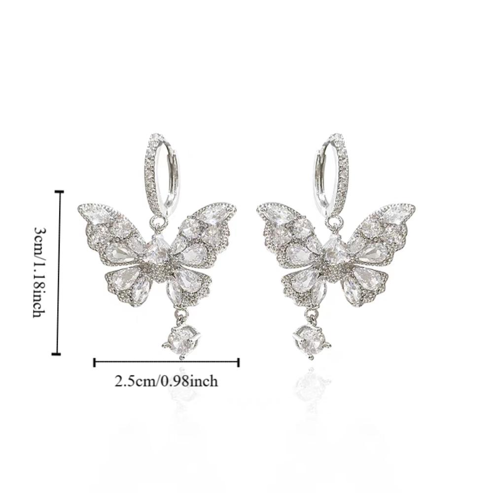 Zircon Butterfly Drop Earring Hook Piercing Ear Jewelry Accessories  Women