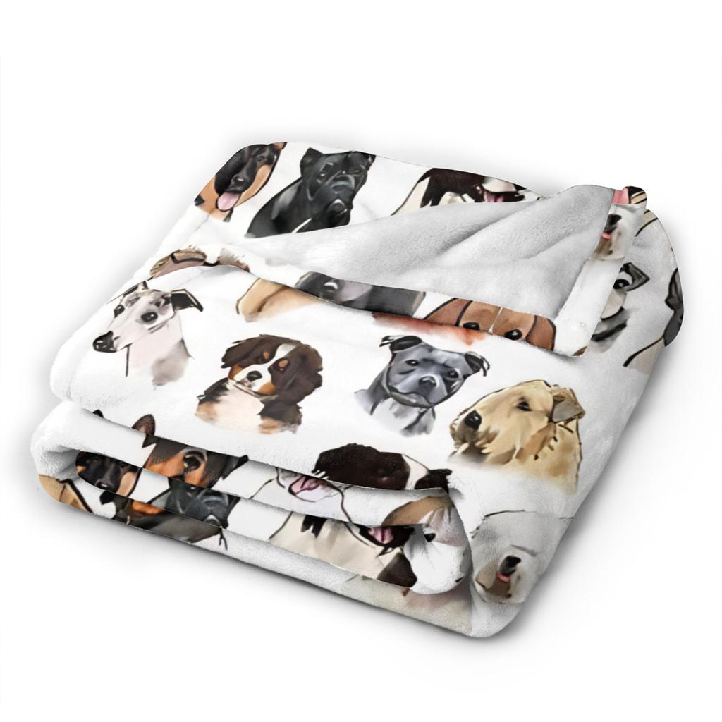 Retro Vintage Art Cute Dogs Warm Soft Blanket Kids Adult Plush Throw Blanket Novelty Outdoor Flannel Bedspread Sofa Bed Cover