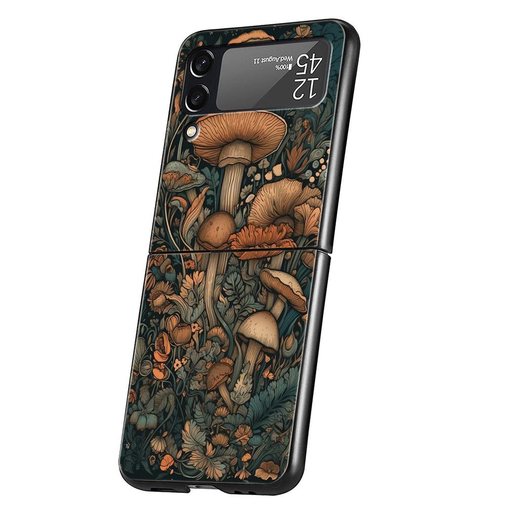 Colorful Mushroom Hard PC Phone Case For Samsung Galaxy Z Flip 6 5 4 Black Cover For Galaxy Z Flip 3 Foldable Shockproof Capas