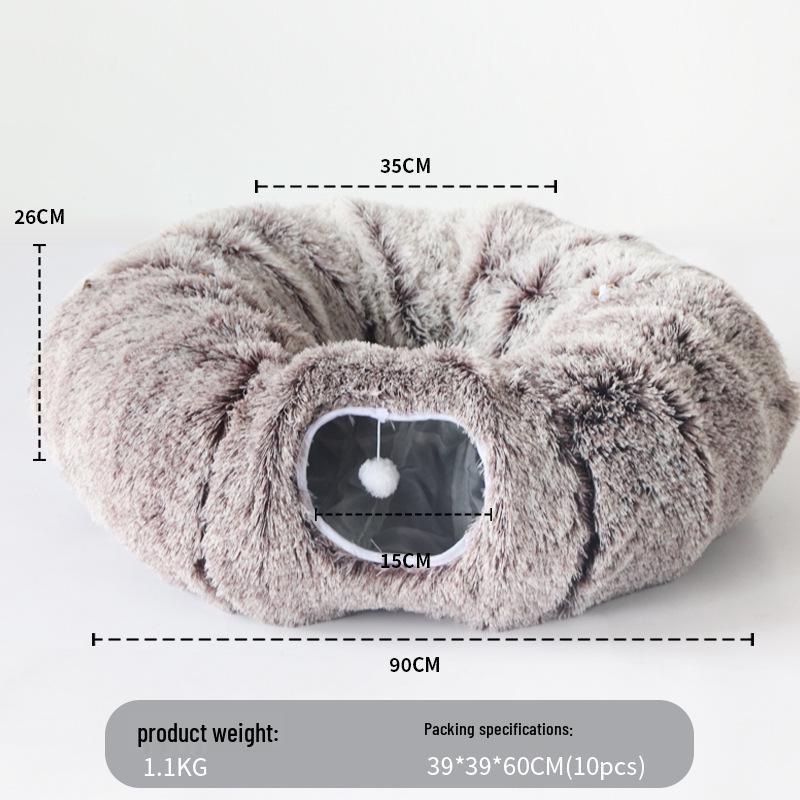 Plush Foldable Cat Tunnel & Cozy Pet Bed Combo