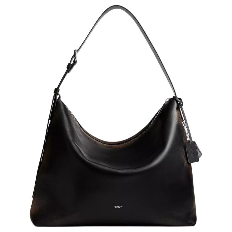 

COACH shoulder bag Mott Messenger 47 Zipper closure adjustable strap Rubbed glove tanned leather and vegetable tanned leather Large size Unisex couple чорний