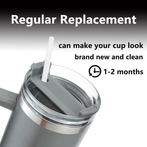 Stanley Replacement Straws for 40oz and 30oz Tumblers, 10 Reusable Long Clear Plastic Straws & 2 Cleaning Brushes, Compatible with Stanley Cups and St