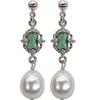 925 Sterling Silver Palace Style Emerald Crystal Earrings Women Simple Pearl Tassel High-end Generous Party Jewelry Gift