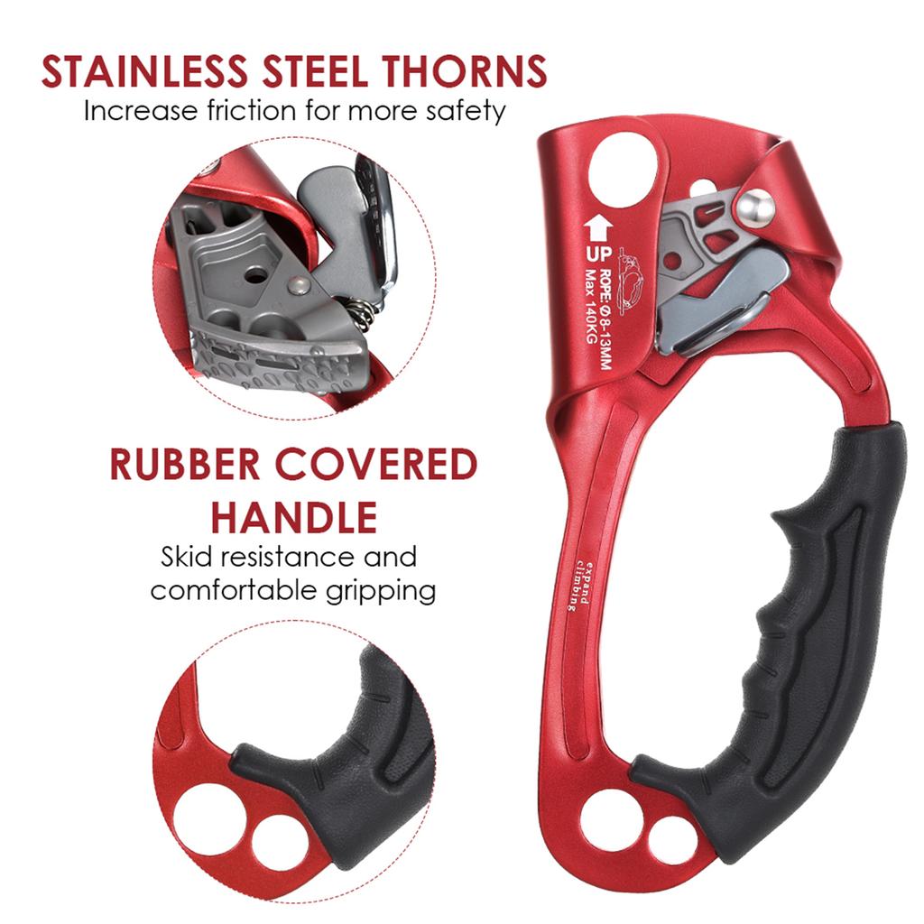Hand Ascender Aluminum  Alloy Rock Climbing Handheld Ascender for Aloft Working Caving Vertical Rope Ascender