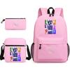Katseye Music Gruppo di Ragazze Zaino Scolastico Borsa Pranzo Astuccio Set per Studenti Cartone Animato 3-in-1