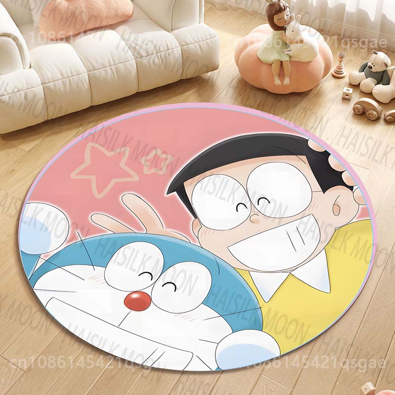 Multiple Styles Japan Cute Doraemon Print Round Rugs for Living Room Bedroom Floor Mats Kids Room Household Carpet Home Decor