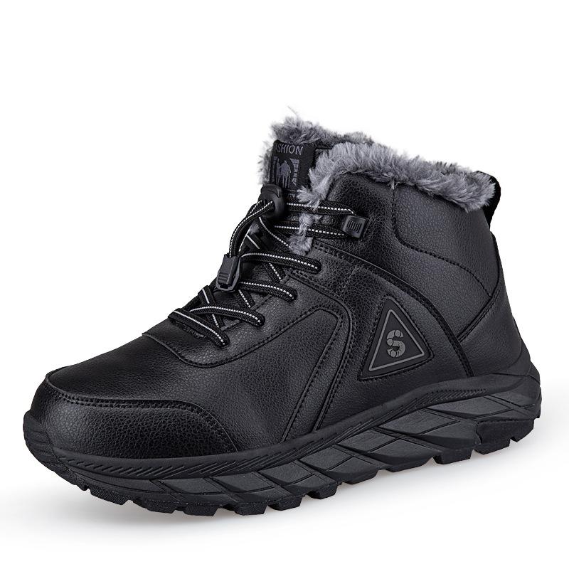 

Winter foreign trade middle-aged and elderly father shoes velvet warm cotton shoes men s shoes casual non-slip elderly shoes walking shoes 45 чорний