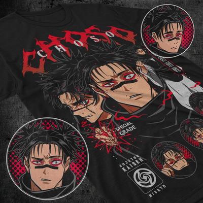 Asiņainais Choso T-krekls Japāņu Manga Jujutsu Kaisen Šausmu Anime Dāvana Melns Krekls