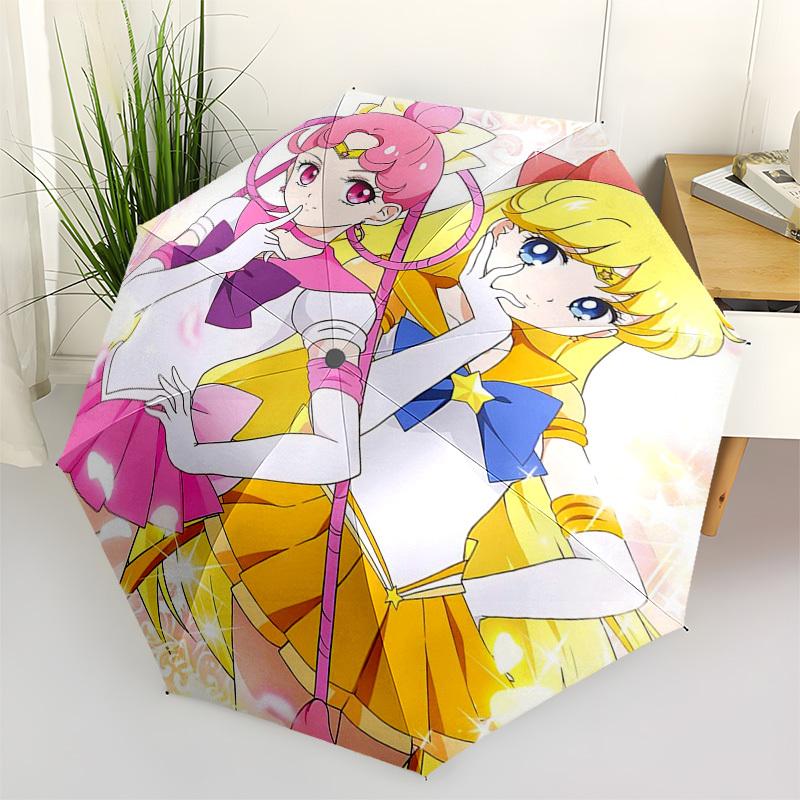 

1pc Princess Pretty Cure Automatic Folding Umbrella - Portable 3-Fold Design with 8-Rib Iron Frame, Perfect for Fans, Travelers, Daily Use, and Gifts!
