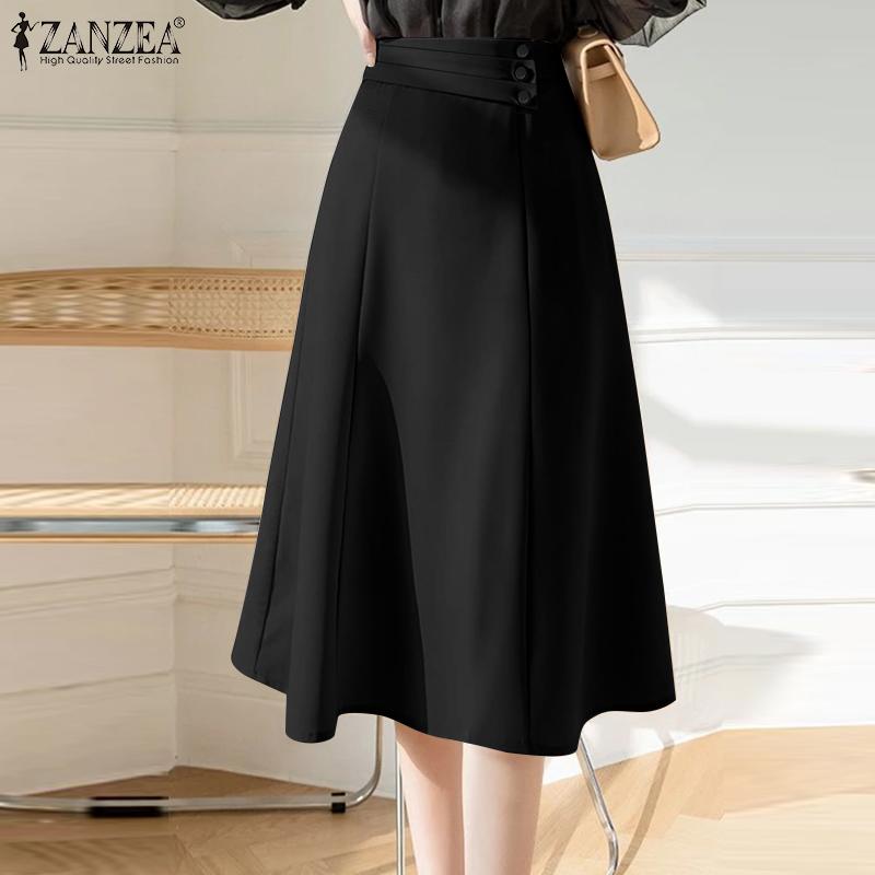 ZANZEA Women Casual Side Zipper Summer A-Line Skirts