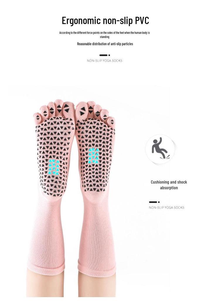 Women's Non-Slip Five-Toe Yoga Socks, Mid-Calf, Winter Fitness - New Arrival