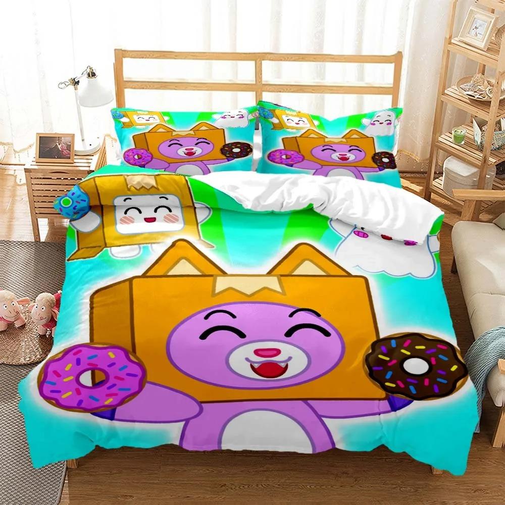 Lankybox Foxy Boxy Charmant Cartoon 3D Design beddengoed Queen Afmeting beddengoedset Aangepaste King Size maat beddengoedset en comfortabel EU Single 135x200cm