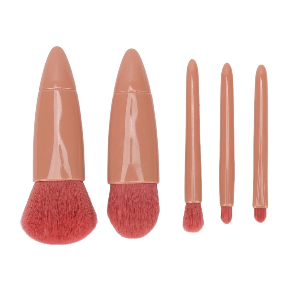5pcs Makeup Brush Set Eyeshadow Loose Setting Powder Portable Complete Mirror Cosmetic Brushes Kit