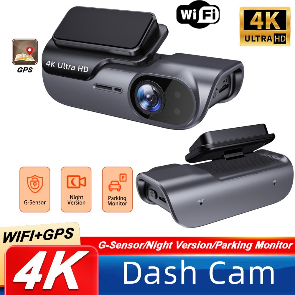 4K Car Dash Camera with GPS Wi-Fi Dash Cam UHD Recording Video Recorder 24H Parking Monitor Driving Vehicle Cam 170° Wide Angle