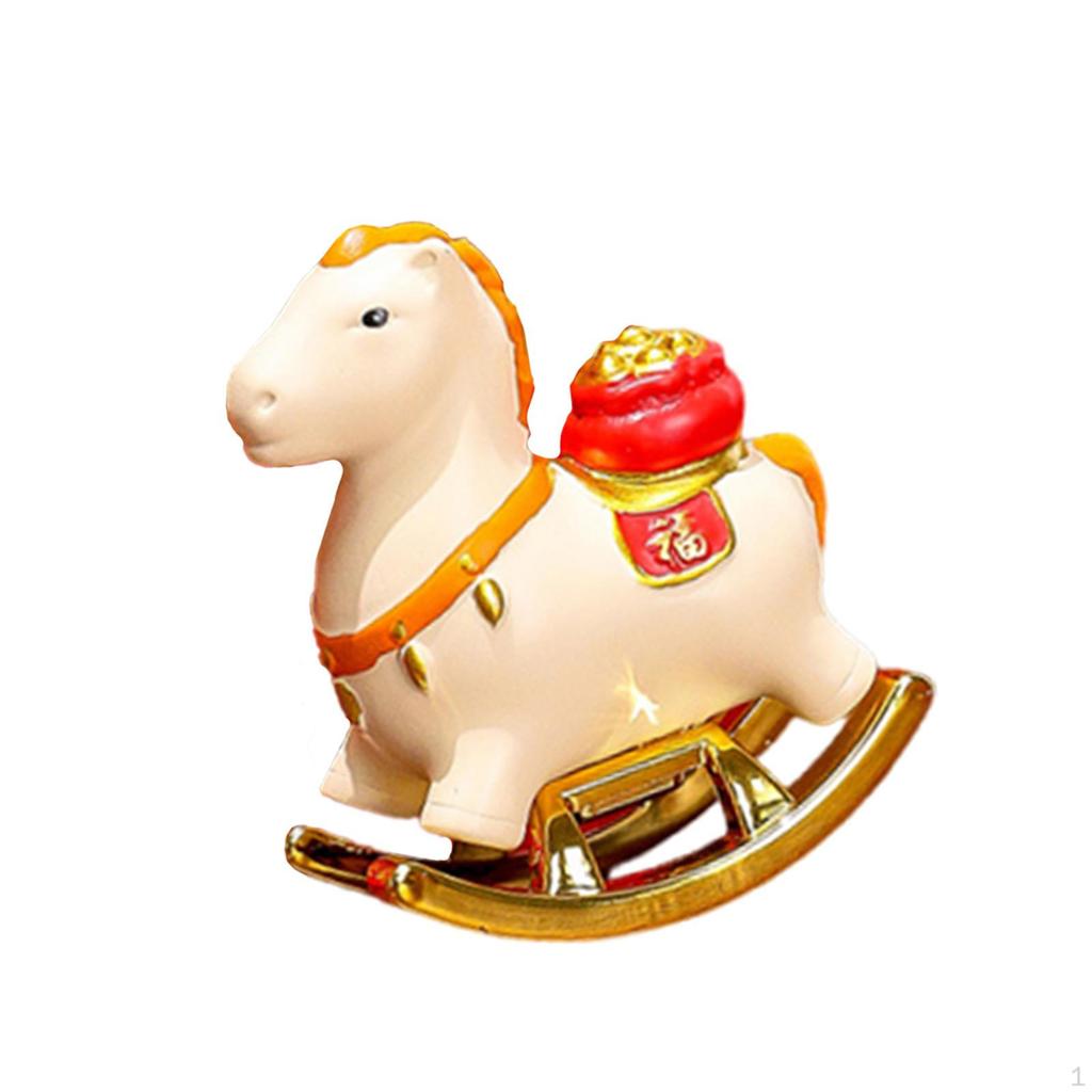 Rocking Horse Figurine Year Decoration Sculpture for Holiday Office Shelf Home
