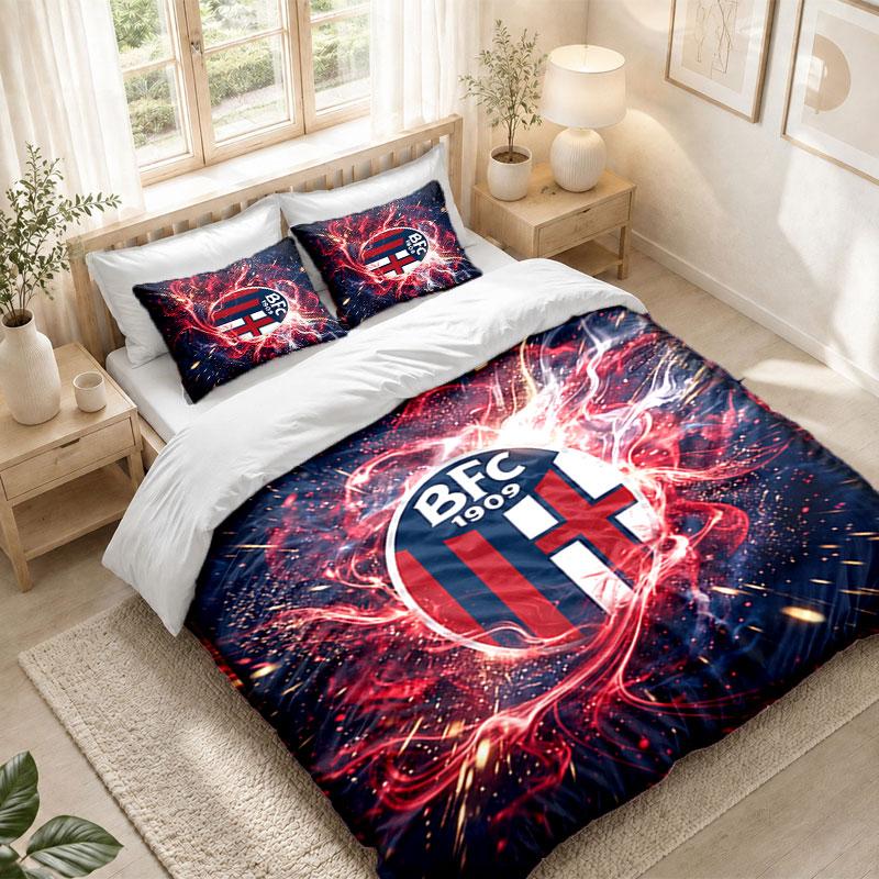 Bedding Set 1 Duvet Cover 2 Pillowcases Bologna FC Print Bedroom Home Decoration