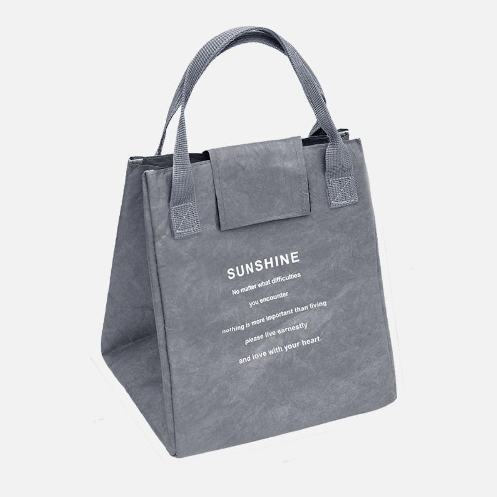 Portable DuPont Paper Lunch Box Bag Waterproof Food Thermal Handbag  Outdoor серый