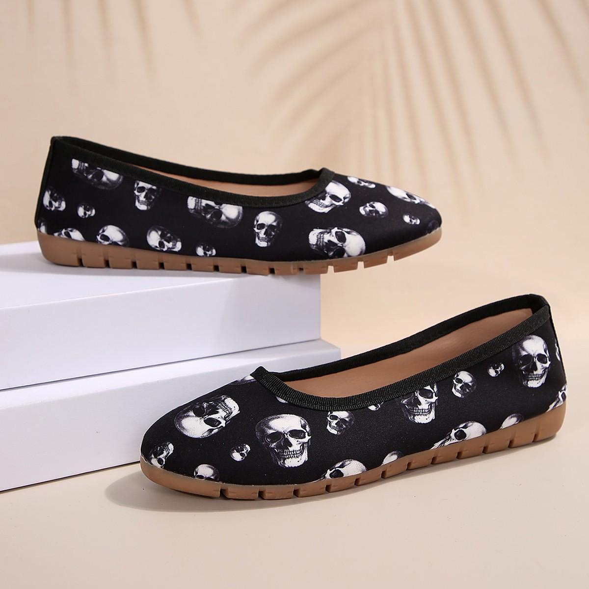 

Мода 2024 года, новые женские туфли на плоской подошве с круглым носком и принтом, летняя повседневная удобная обувь для женщин 42 чёрный