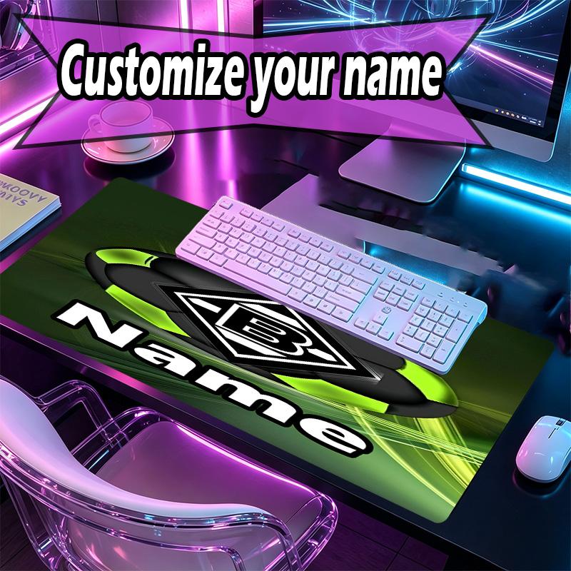 Custom Name Personalized Borussia Monchengladbach Pattern Mousepad, Laptop PC Desk Mat, Decorative Desk Mat for Home Keyboard Pad Gift