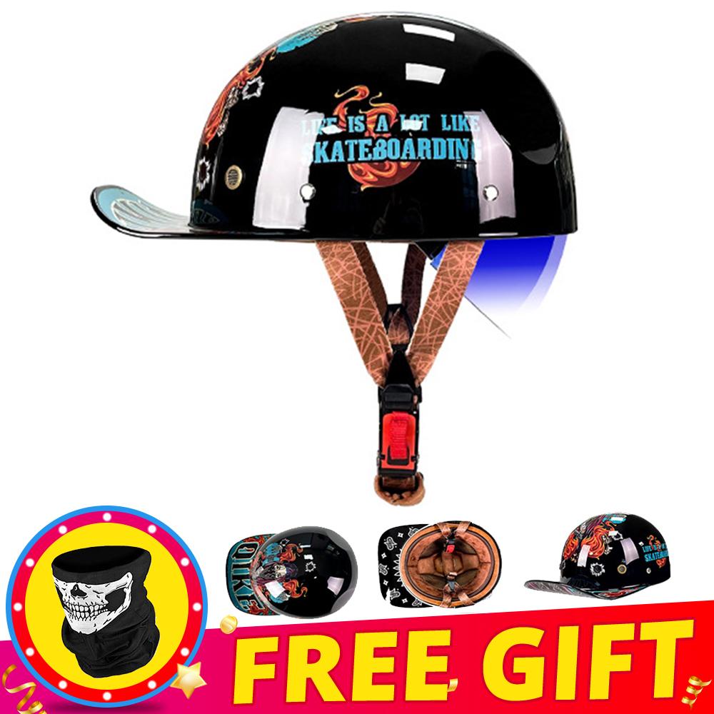 Retro Motorcycle Helmet DOT Certification Protection Cap Vintage Men Women Baseball Cap Half Helmet Riding Racing Moto Helmets