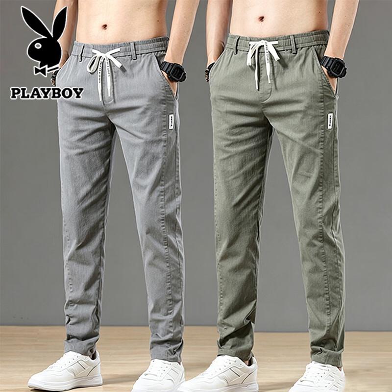 PLAYBOY Men s Summer Quick-Dry Straight Leg Casual Pants 30 светло-серый