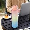 Plastic Water Bottle with Time Marker Fitness Sports Leakproof Drink Cup