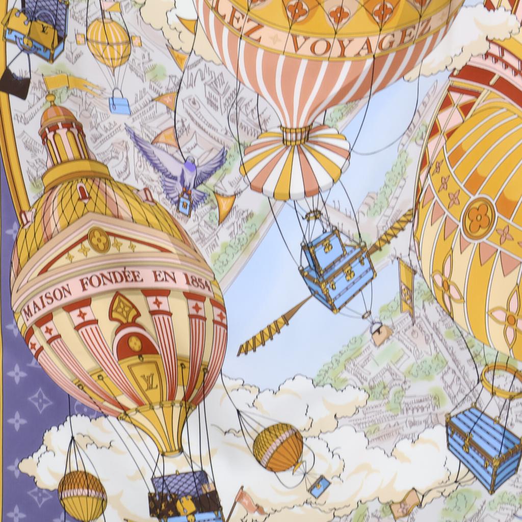 LOUIS VUITTON [/25 year made] M96866 Carre90 From the Cloud 100% Silk scarf Bleu DenimUsed